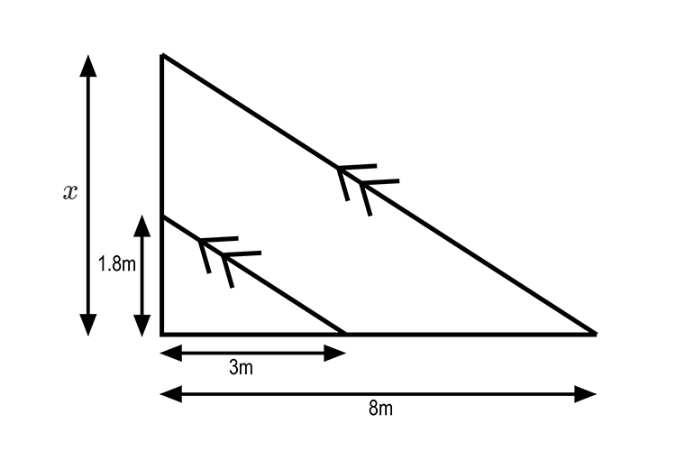 Redraw the triangle of the shadow in 2D then add the extra parallel line to match the long length of the triangle